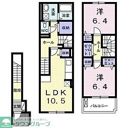 カーサ　アリエッタ 2階2LDKの間取り