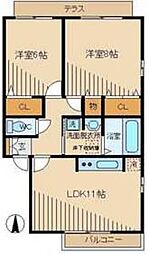 ラミアカーサお花茶屋 1階2LDKの間取り