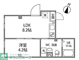 VARIE Takenotsuka(ヴァリエタケノツカ) 1LDKの間取図画像