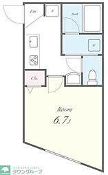 葛飾区お花茶屋2丁目アパート 1Kの間取図画像