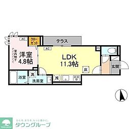 セレスティア豊島S 1階1LDKの間取り