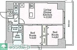 ティモーネグランデ田端ノルド 9階2LDKの間取り