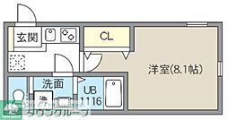 JR常磐線 北千住駅 徒歩9分の賃貸マンション 1階1Kの間取り