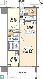 クレヴィア上野入谷 6階2LDKの間取り