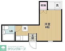東急田園都市線 池尻大橋駅 徒歩8分の賃貸アパート 2階ワンルームの間取り