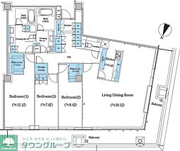 二番町テラス 12階3LDKの間取り