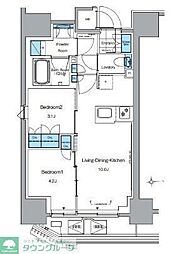 ルフォンプログレ田原町 12階2LDKの間取り