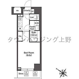 エスタート三ノ輪 11階1Kの間取り