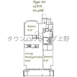 京成本線 新三河島駅 徒歩3分の賃貸マンション 10階2LDKの間取り