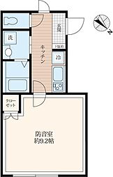リトルズトーン上野公園 1階1Kの間取り