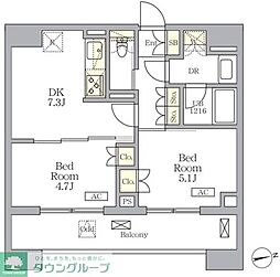 ザ・ライオンズフォーシア文京湯島 11階2DKの間取り
