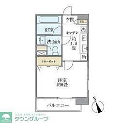 エコロジー白山レジデンス 5階1Kの間取り