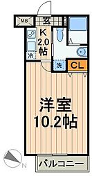 レジデンスＣＳ 4階1Kの間取り
