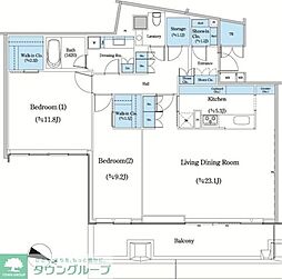 二番町テラス 10階2LDKの間取り