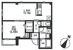 アンソレイユ谷中 3階1LDKの間取り