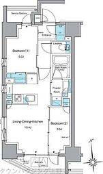ルフォンプログレ上野稲荷町 5階2LDKの間取り