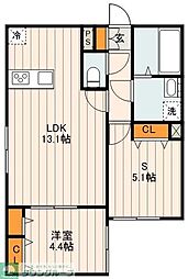 東京メトロ千代田線 北綾瀬駅 徒歩8分の賃貸マンション 1階1SLDKの間取り