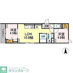 セレスティア栗原 3階2LDKの間取り