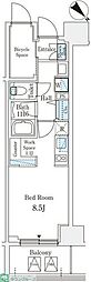 リテラス西日暮里 8階ワンルームの間取り
