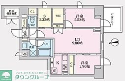 タスキプライムテラス後楽園 3階2SLDKの間取り