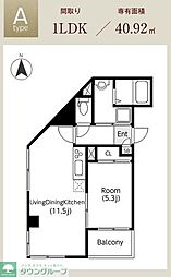 ディアネスト 3階1LDKの間取り