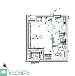 ベルシードステアーアルファ西日暮里 5階ワンルームの間取り