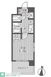 レジディア両国 2階1Kの間取り