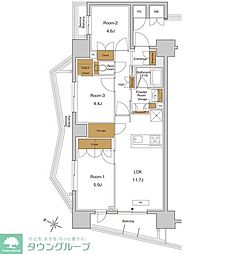 ＲＪＲプレシア東十条ガーデン 6階3LDKの間取り