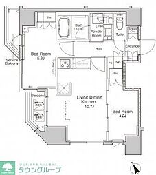 プラウドフラット浅草橋II 13階2LDKの間取り
