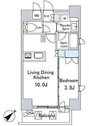 JR山手線 上野駅 徒歩4分の賃貸マンション 2階1LDKの間取り