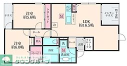 ＬＵＬＵ西尾久 1階2LDKの間取り