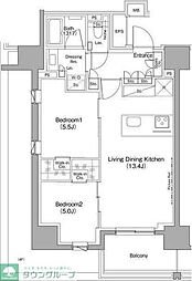 ザ・パークハビオ滝野川 6階2LDKの間取り