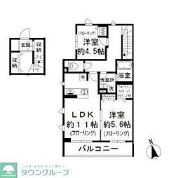 小日向テラスハウス 2階1LDKの間取り