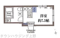 シティゲート上野入谷 2階ワンルームの間取り