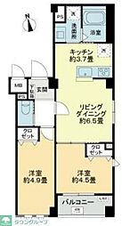 ルミケオ大手町 1階2LDKの間取り