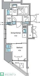 プライムアーバン浅草テラス 2階1DKの間取り