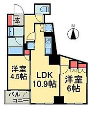 アルテシモ　ヴェルデ 2階2LDKの間取り