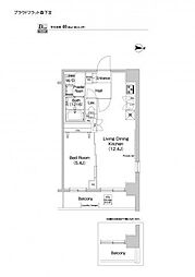 プラウドフラット森下III 2階1LDKの間取り