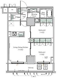 ONE ROOF RESIDENCE NISHINIPPORI 5階2LDKの間取り