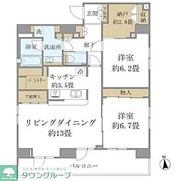 ＰＲＥＭＩＵＭ　ＣＵＢＥ　上野 12階2LDKの間取り