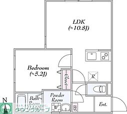 リアーレ田端 4階1LDKの間取り