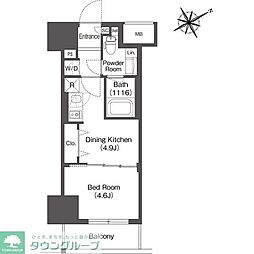 レフィールオーブ浅草橋 1DKの間取図画像