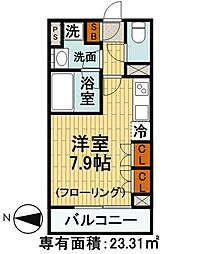 シティカレント大手町 ワンルームの間取図画像