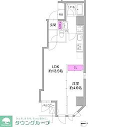 AZEST浅草 1LDKの間取図画像