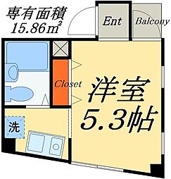シャンテ松が谷 1Kの間取図画像