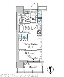 PARKAXIS上野EAST 1Kの間取図画像