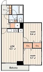 ソサエティ蔵前 1LDKの間取図画像