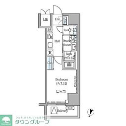 モディア文京目白台 1Kの間取図画像