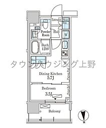 PARKAXIS上野EAST 1Kの間取図画像