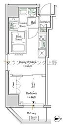 ワンルーフレジデンス新御徒町 1DKの間取図画像